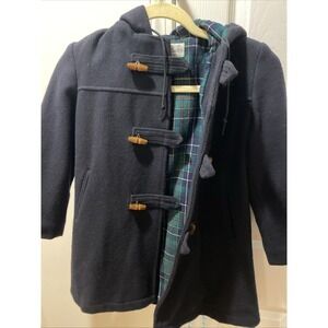 Vintage Montgomery Ward Kid's Wool Duffle Coat USA made Toggle Plaid Lined  3531